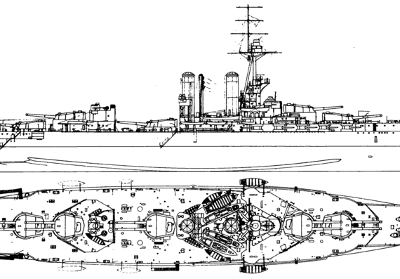 Боевой корабль HMS Iron Duke 1916 [Battleship] - чертежи, габариты, рисунки